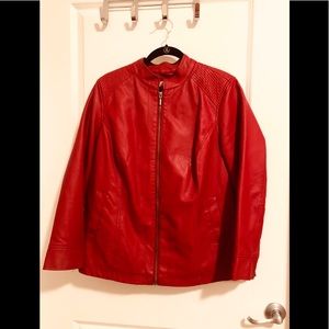 Red faux leather Moto jacket
